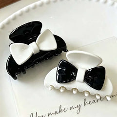 Lunivop  Korean Black Bowkont Hair Claw For Women Minimalist Shark Clip Back Head Hair Clip Daily Party Cute Hair Accessories