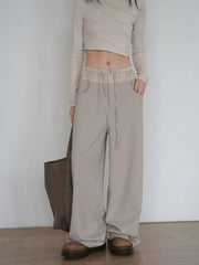 Lunivop  Color Block High Waist Casual Yoga Pants Women's Versatile Fashion Sports Long Trousers Drape Straight Leg Pants Streetwear