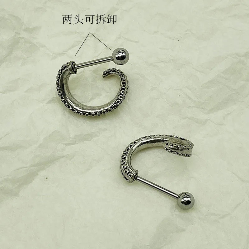 Lunivop Surgical Steel Octopus Tentacle Cartilage Earrings Squid Labret Lip Ring Piercing Eyebrow Tongue Piercing Jewelry