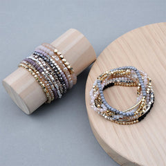 Lunivop 1Pcs Trendy Simple Crystal Beaded Bracelet for Women Elastic Adjustable Charm Bracelet Sweet Elegant Beach Party Jewelry Gifts