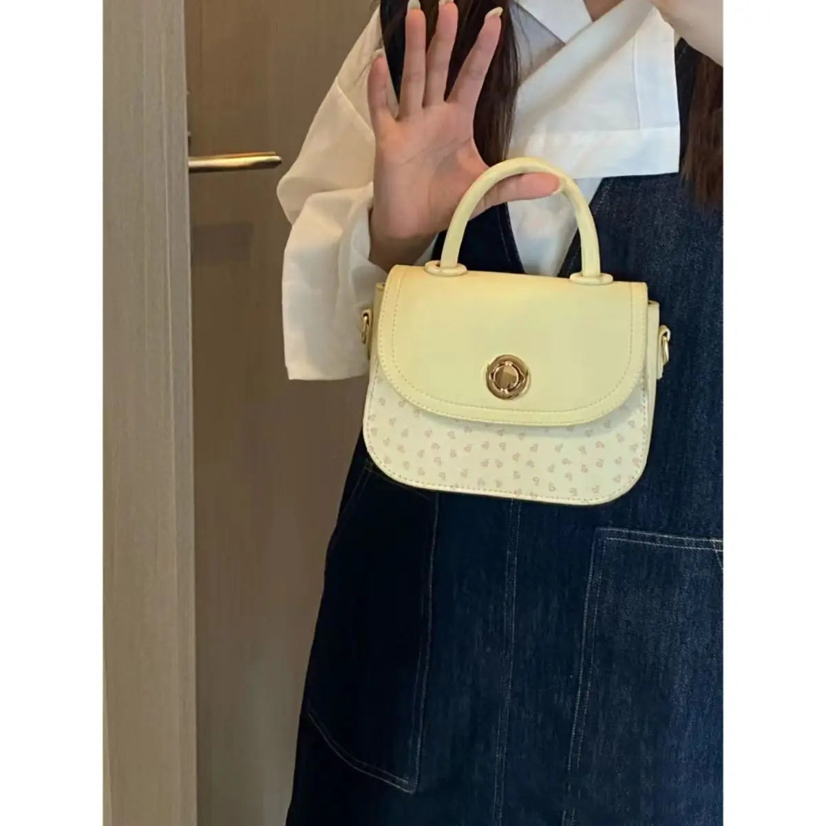 Lunivop  Sweet Cute Yellow Handbag Women Floral Patchwork Large Capacity Saddle Bag Ladies Elegant Lightweight Versatile Crossbody Bags