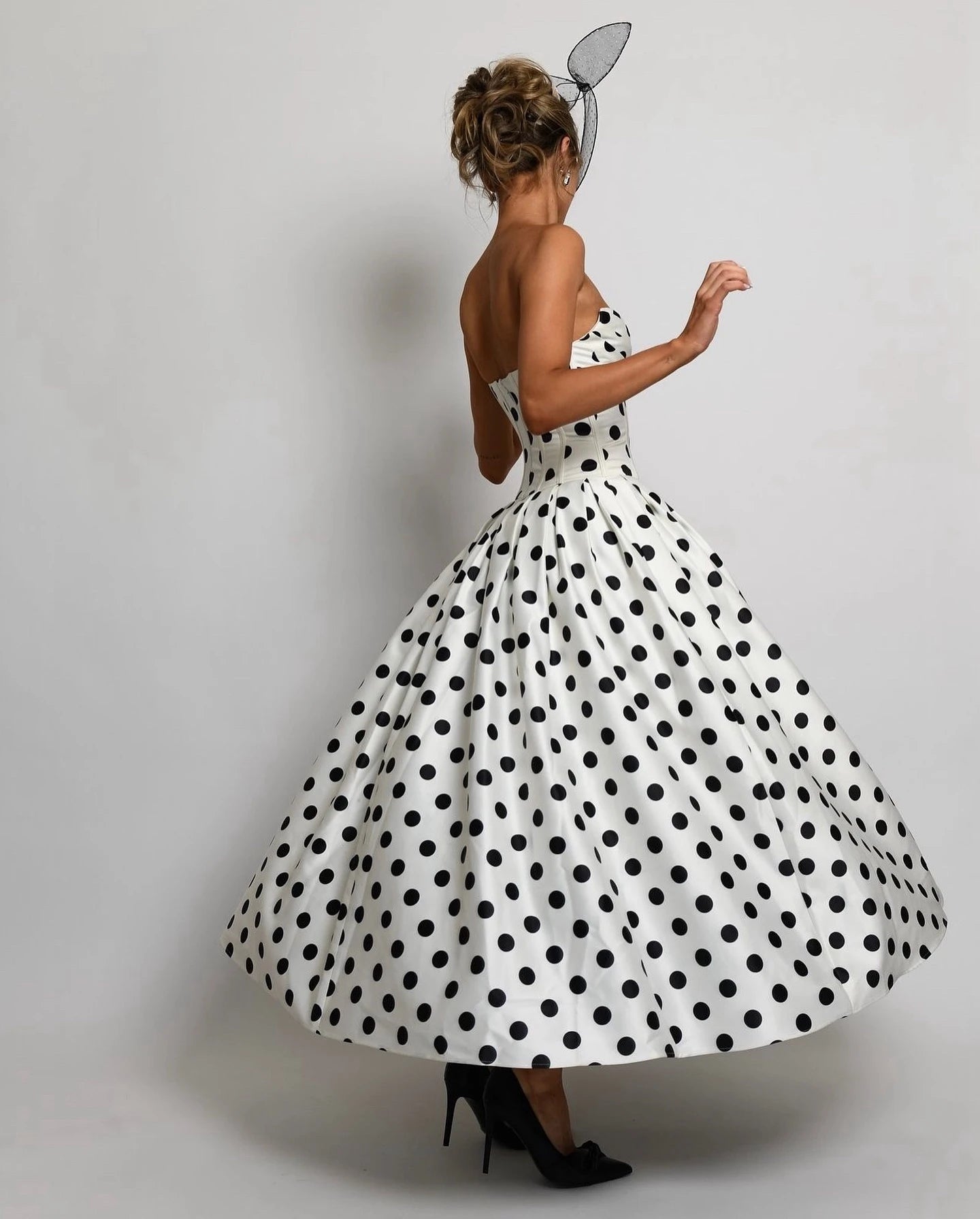 Lunivop Fashion Strapless V Neck Polka Dot Halter Summer Dresses Women Vintage Elegant Ankle Length A Line Long Party Vestidos