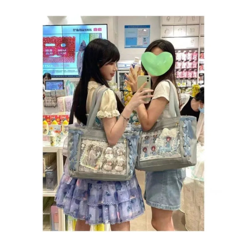 Lunivop  Sweet Lolita Pink Ita Bag Women Japanese Transparent Large Capacity Tote Bag Ladies Harajuku Kawaii Handbag Aesthetic