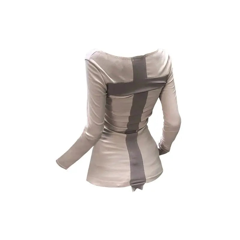 Lunivop  American Cross Patchwork Long Sleeve T-shirt Woman Early Autumn New Tops Mujer Y2k Slim Fit   Bottoming Tees