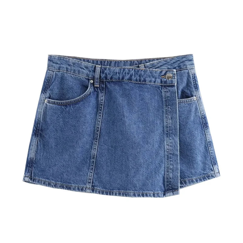Lunivop Blue Denim Shirt Woman Short Sleeve Cropped Shirt Women Summer Short Tops Woman Streetwear Y2k Stylish Women's Blouses