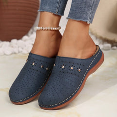 Lunivop  New Fashion Women Slippers Summer Shoes Woman Split Leather Hollows Sandals Breathable Baotou Slippers Big Size 36-43