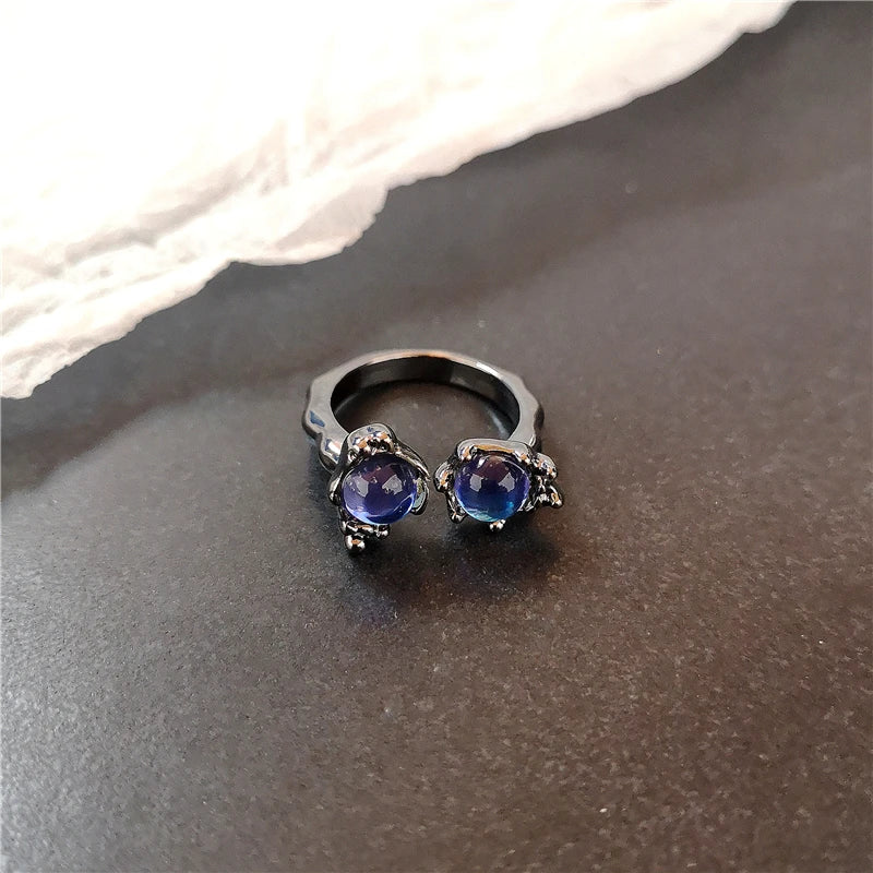 Lunivop Y2K Kpop Crystal Heart Star Adjustable Irregular Geometry Punk Vintage Harajuku Rings Set For Women Girl Fashion Grunge Jewelry