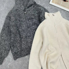 Lunivop Women Zip Up Sweater High Neck Zipper Front Knit Cardigan Sweater Jacket Ladies Autumn Winter Korean Fashion Outfit