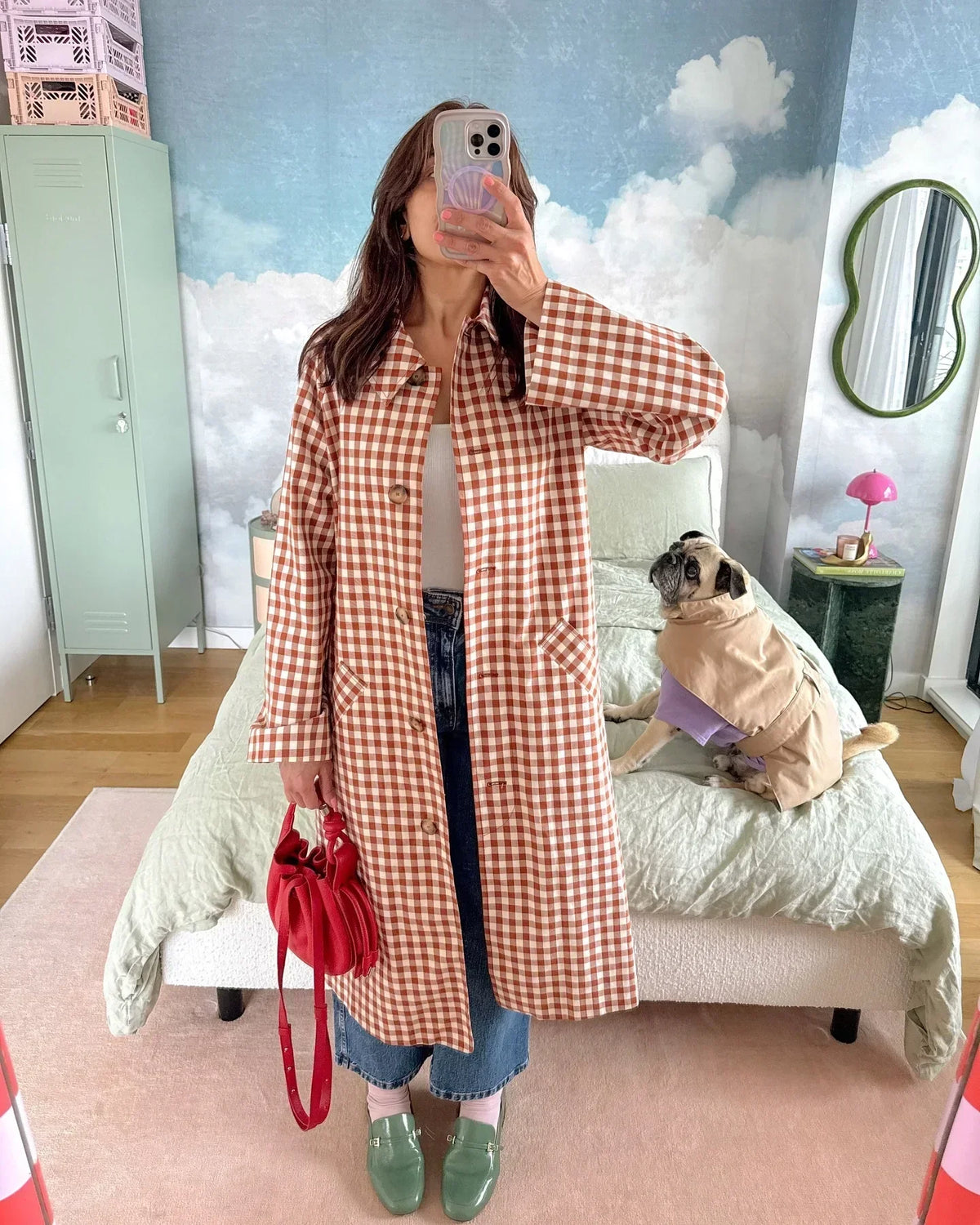 Lunivop  Women Checkered Long Trench Coats Full Sleeve Single Breasted Pockets Lapel Loose Maxi Coat New Lady Autumn Daily Outerwear
