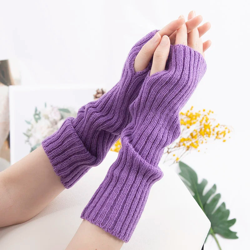 Lunivop Long Fingerless Gloves Women Mitten Winter Arm Warmer Kawaii Knitted Sleeve Soft Girls Anime Clothes Punk Gothic Lolita Gloves