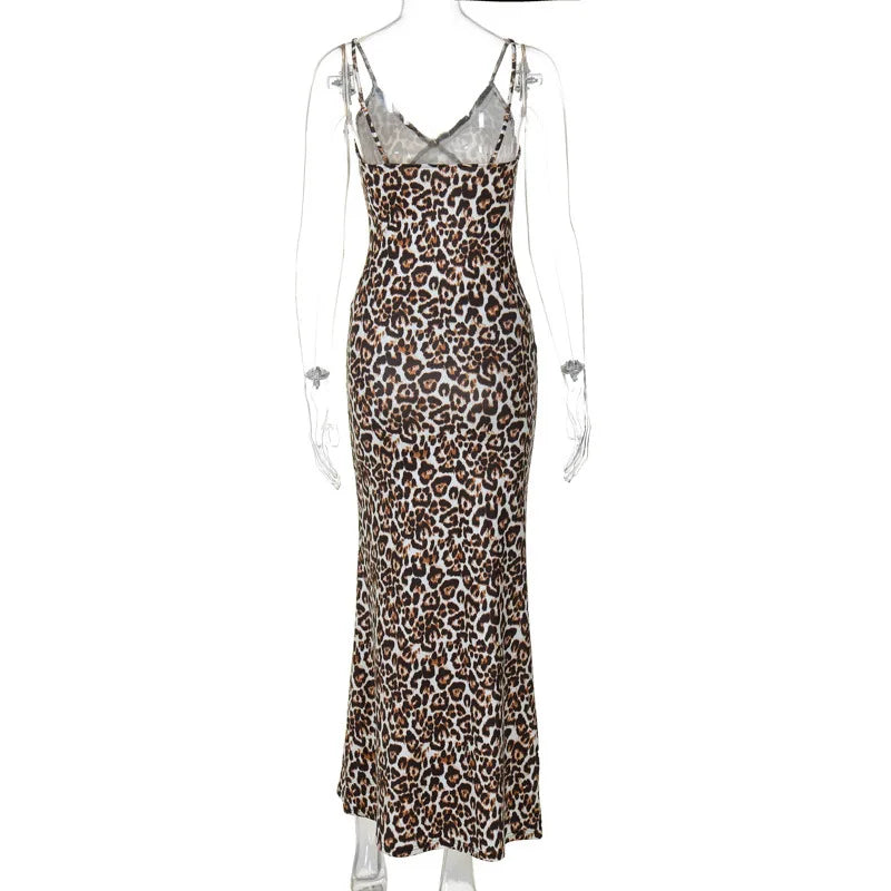 Lunivop Leopard Print Spaghetti Strap V Neck Bodycon Y2K Women'S Dresses Summer Streetwear 2024 New Fashion Casual Clothes