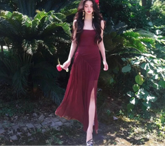 Lunivop  Woman Dress Sexy Sleeveless Slash Neck Elegant Holiday Split Summer Fashion Vintage Sexy Ladies Dresses Female Chic