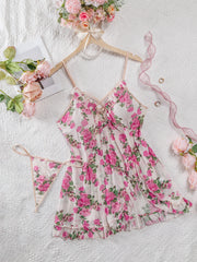 Lunivop  Spicy Floral Print Sheer Cami Nightdress