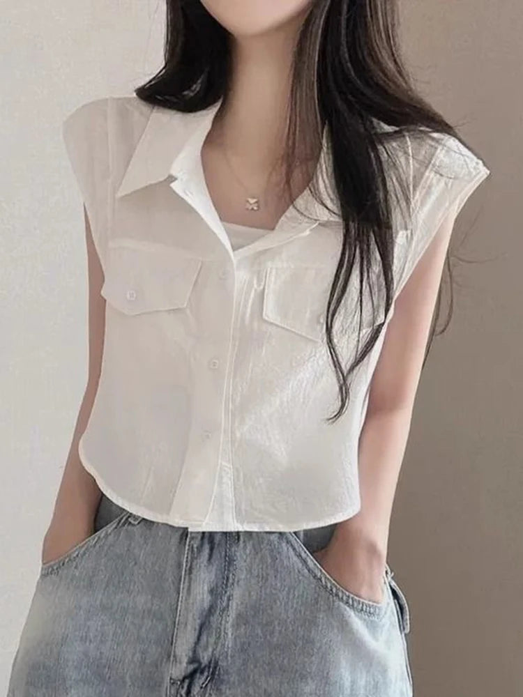 Lunivop  Cropped Flying Sleeve Shirt Women Sexy Slim Korean Elegant Blouse Casual Design Sweet Female Summer Vintage New Short Tops