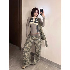 Lunivop American Style Retro Street Camouflage Overalls Women's Hip-hop Fried Street Wide-leg Casual Pants High Street Ins Tide Y2K 90s