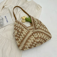 Lunivop  Summer Artistic Beach Vacation Large Bag for Women New Style Casual Large Capacity Straw Woven Tote Bag Versatile for Work and Commuting