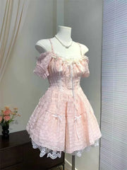 Lunivop  Summer Elegant Sweet Bow Camisole Dresses New Slim Waist Dres for Women Y2k Grunge Puff Sleeve Vestido Feminino