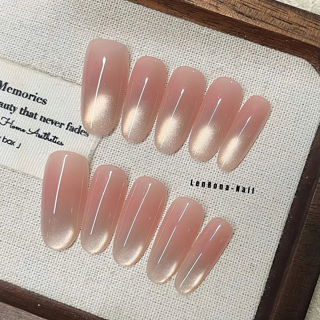 Lunivop  10pcs Handmade Press on Nails Nude Self-adhesive Nail Tips Reusable Adhesive False Nails Ready-made Artificial Glued Nails
