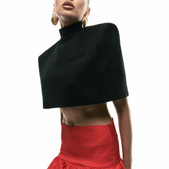 Lunivop  Chic Stand Collar Women's Cape Skirts Suit Pocket Crop Tops Pleated Mini Skirt Lady Set Summer Autumn Female Outfits New
