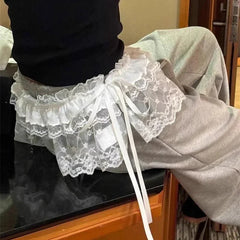 Lunivop Korean Style Lace Mini Skirts Women Elegant Sweet Lolita Short Skirts Cute High Waist Y2k Streetwear Black Ruffle Skirt