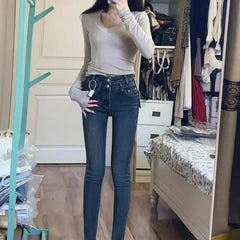 Lunivop  High Waist Straight Leg Slim Fit Jeans for Women Spring Autumn Pear Shaped Body New Trendy Stretchy Pencil Pants