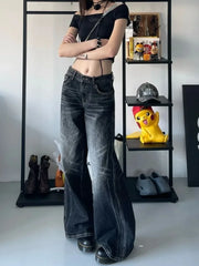 Lunivop Grunge Y2k Black Jeans Women Baggy Vintage High Street Oversized Denim Trousers Gothic Gyaru 2000s Acubi Fashion Jeans