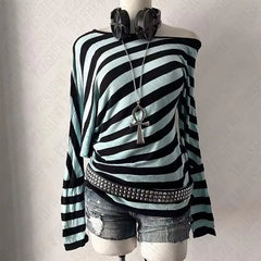 Lunivop  Striped Sweater Women Oversized Loose Fit Long Sleeve Round Neck Knit Pullover Casual Lazy Style Soft Comfortable Spring Fall