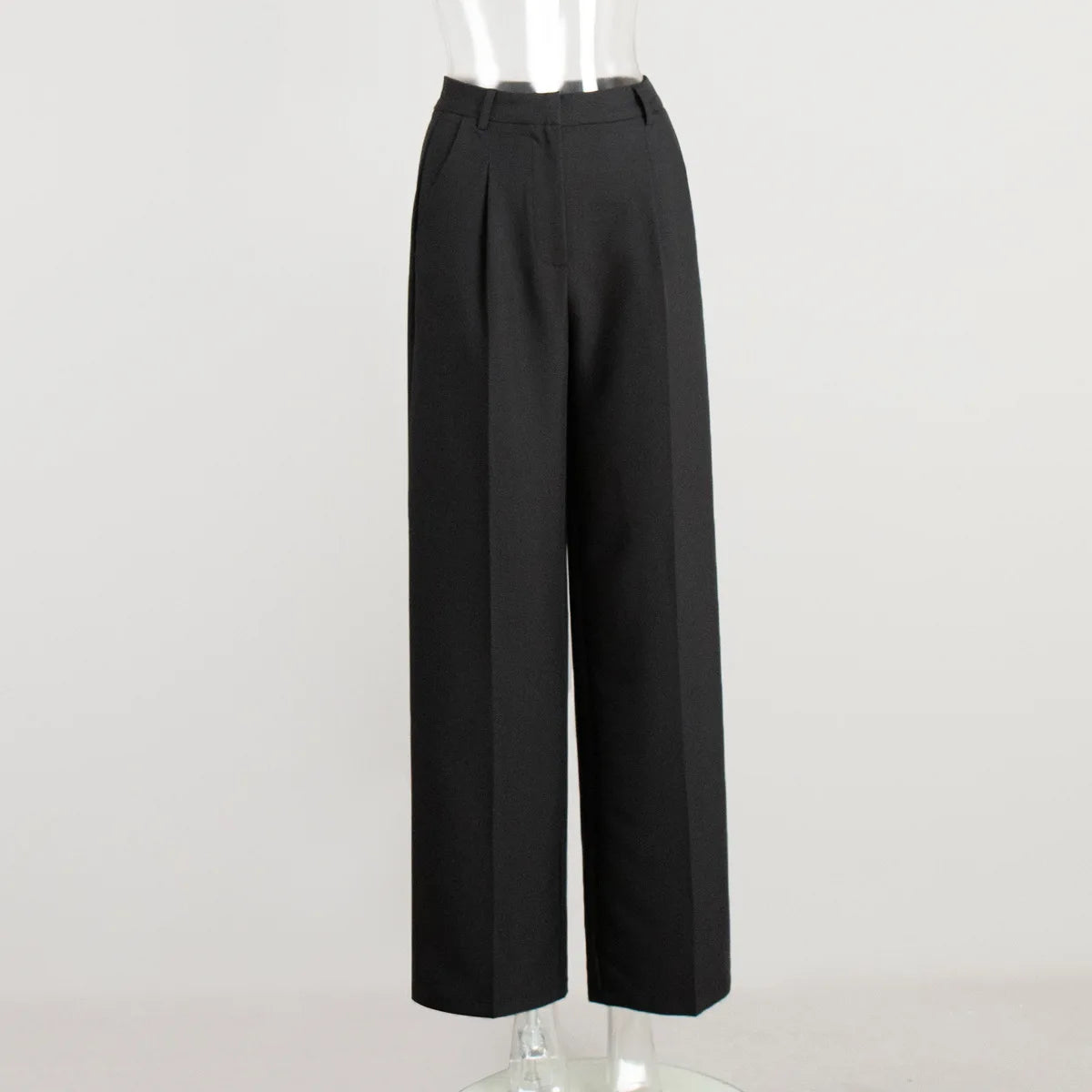 Lunivop  New Spring Autumn Office Ladies Trousers Women High Waist Pants Pockets Casual Wide Leg Full Length Pants Straight Trousers