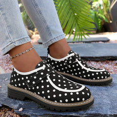 Lunivop  Women's Large Size Fashionable Polka Dot Decorated Low-top Shoes Spring and Autumn New Velcro Design Casual Comfortable Loafers