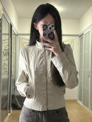 Lunivop  American Vintage Stand Collar Zipper Jackets Early Autumn New Coat Women Y2k Grunge Slim Fit Long Sleeve Tops Mujer