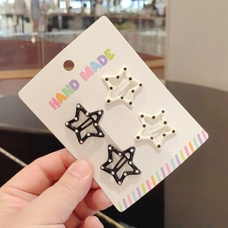 Lunivop  Vintage Polka Dot Star Hair Clips Set Japanese Sweet Girlish Heart Geometric Flyaway BB Clips Kids Versatile Hairpins