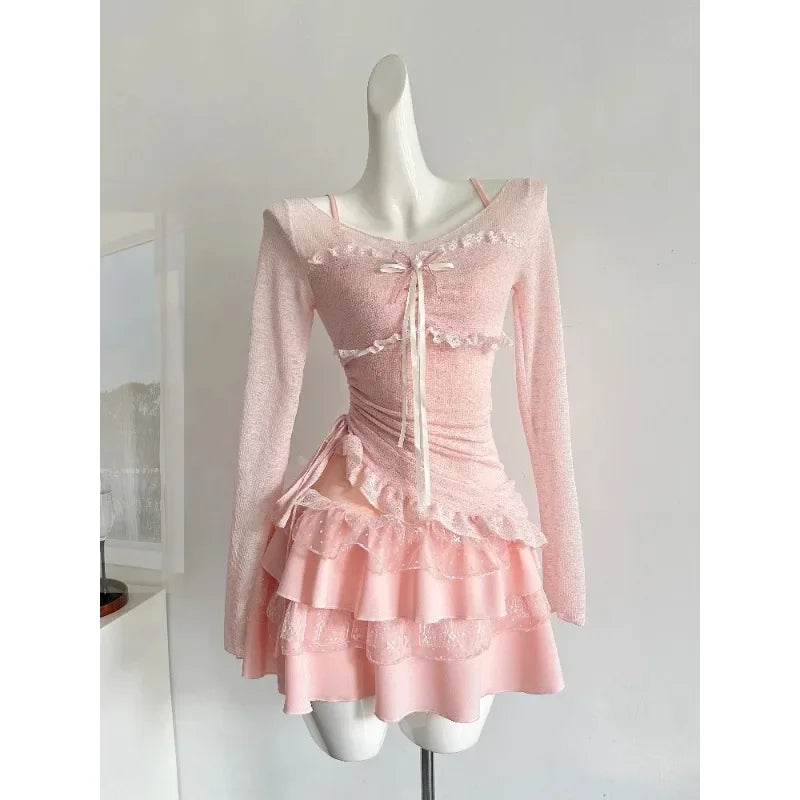 Lunivop  3 Piece Set Woman Aesthetics Fashion Spicy Girls Short Cardigan + Solid Sleeveless Tops + High Waist Y2k Mini Skirt Korean Style