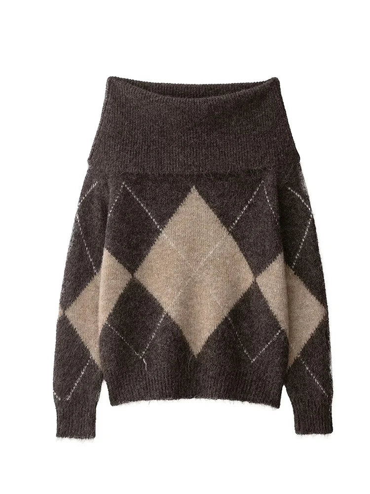 Lunivop  Women's Elegant Knitted Top Women Fashion Long Sleeve Shoulder Baring Sweater Pullover New Casual Loose Knitwear Tops ﻿