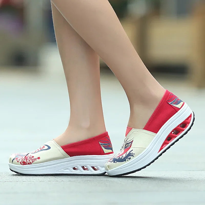 Lunivop Fashion Spring New Canvas Rocking Shoes Wedges Platform Shoe Breathable Women's Shoes Sports Travel Shoes Sapatos Femininos