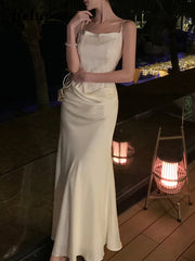 Lunivop  White Tight Hip Sexy Beach Style Women's Dresses French Elegant Solid Color Slash Neck Fashion Chic Female Evening Dress