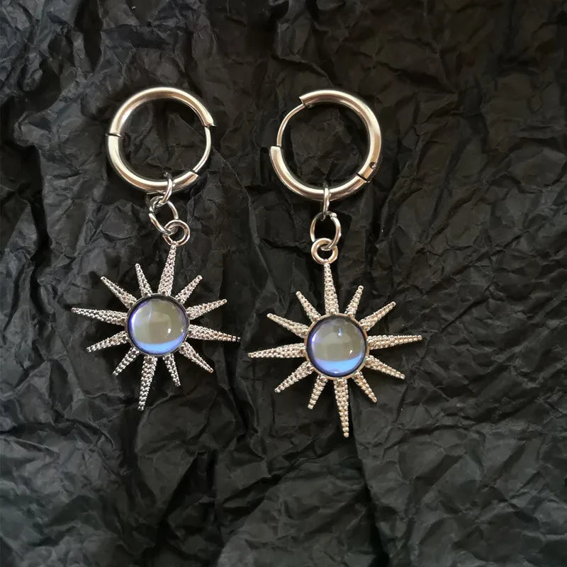 Lunivop New In Earring Holiday Y2K Accessories Girl's Cute Sun Pendant Hoop Earrings For Woman Fashion Plated Jewelry