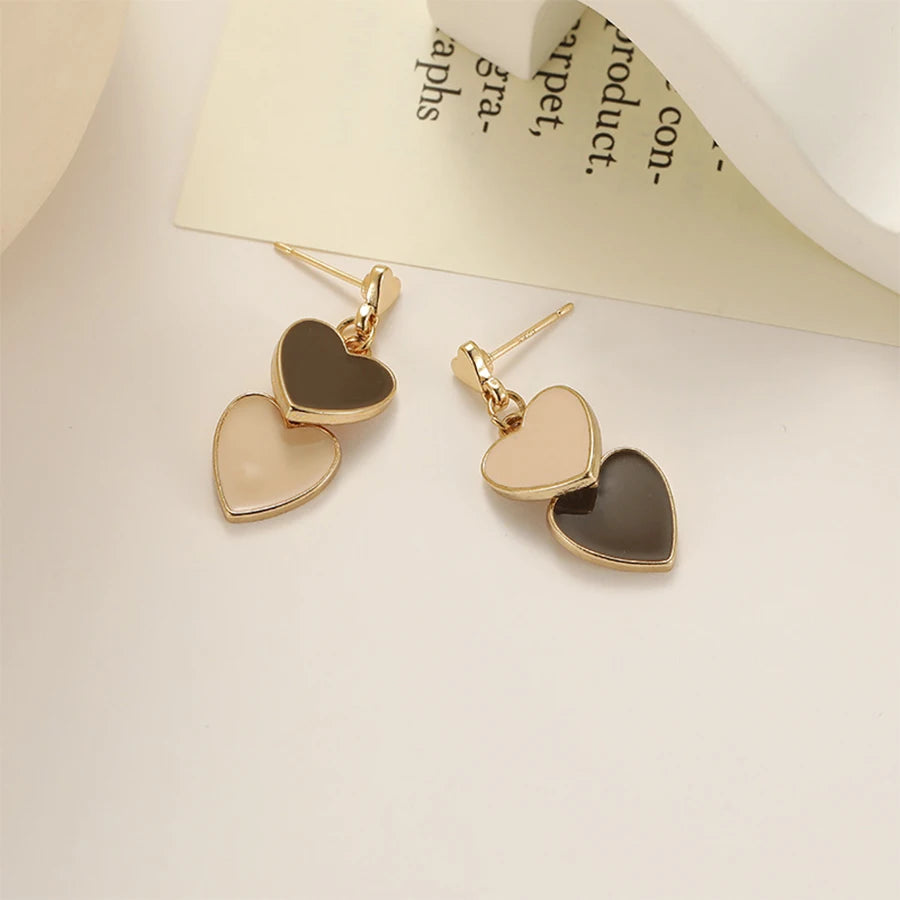 Lunivop Fashion Simple Asymmetric Color Matching Heart Earrings for Women Needle Studs Sweet Elegant Party Gifts