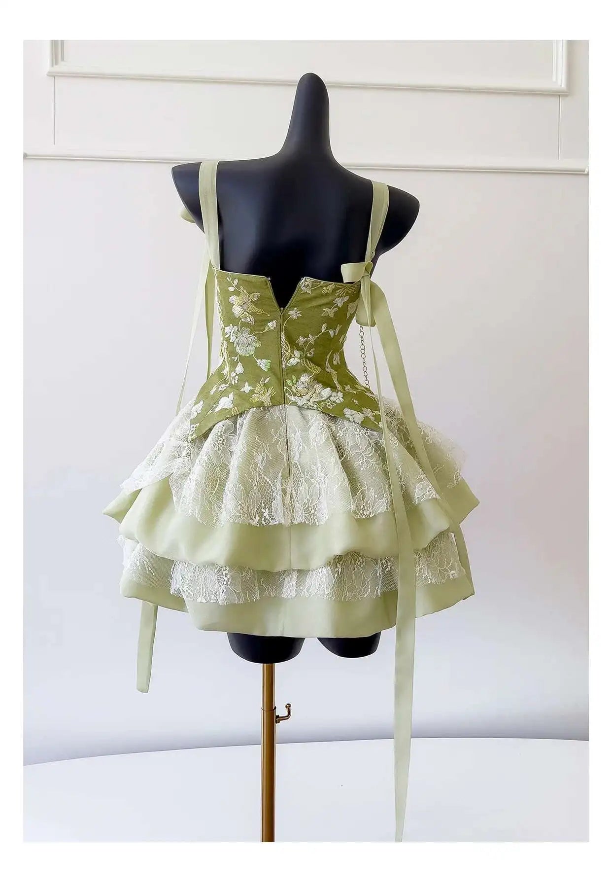 Lunivop  Light Luxury Lace-up Dress Women Spliced Embroidery Suspender Ballet Style Cake Fluffy Dresses Female
