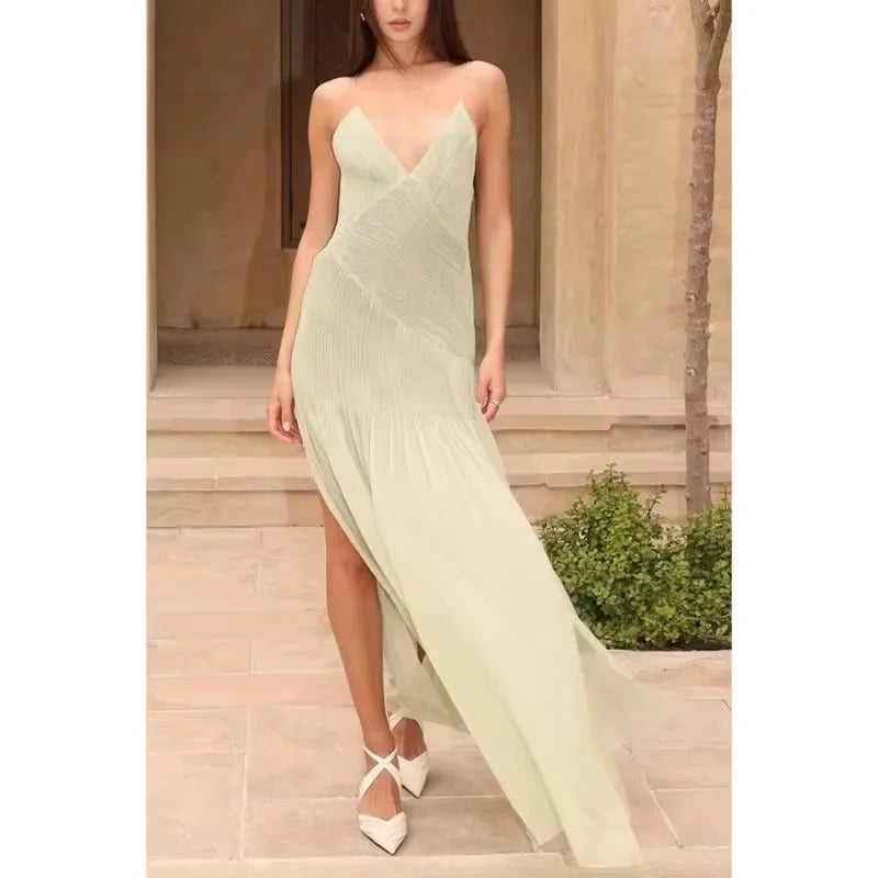 Lunivop  New Fashion Hot Selling Spring and Summer New Pleated Suspender Comfortable Dress INS Casual Vacation Loose Dress