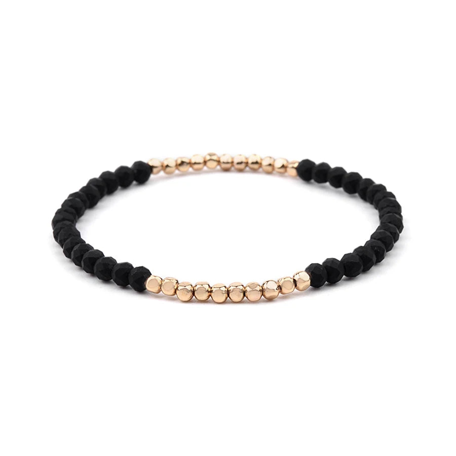 Lunivop 1Pcs Trendy Simple Crystal Beaded Bracelet for Women Elastic Adjustable Charm Bracelet Sweet Elegant Beach Party Jewelry Gifts