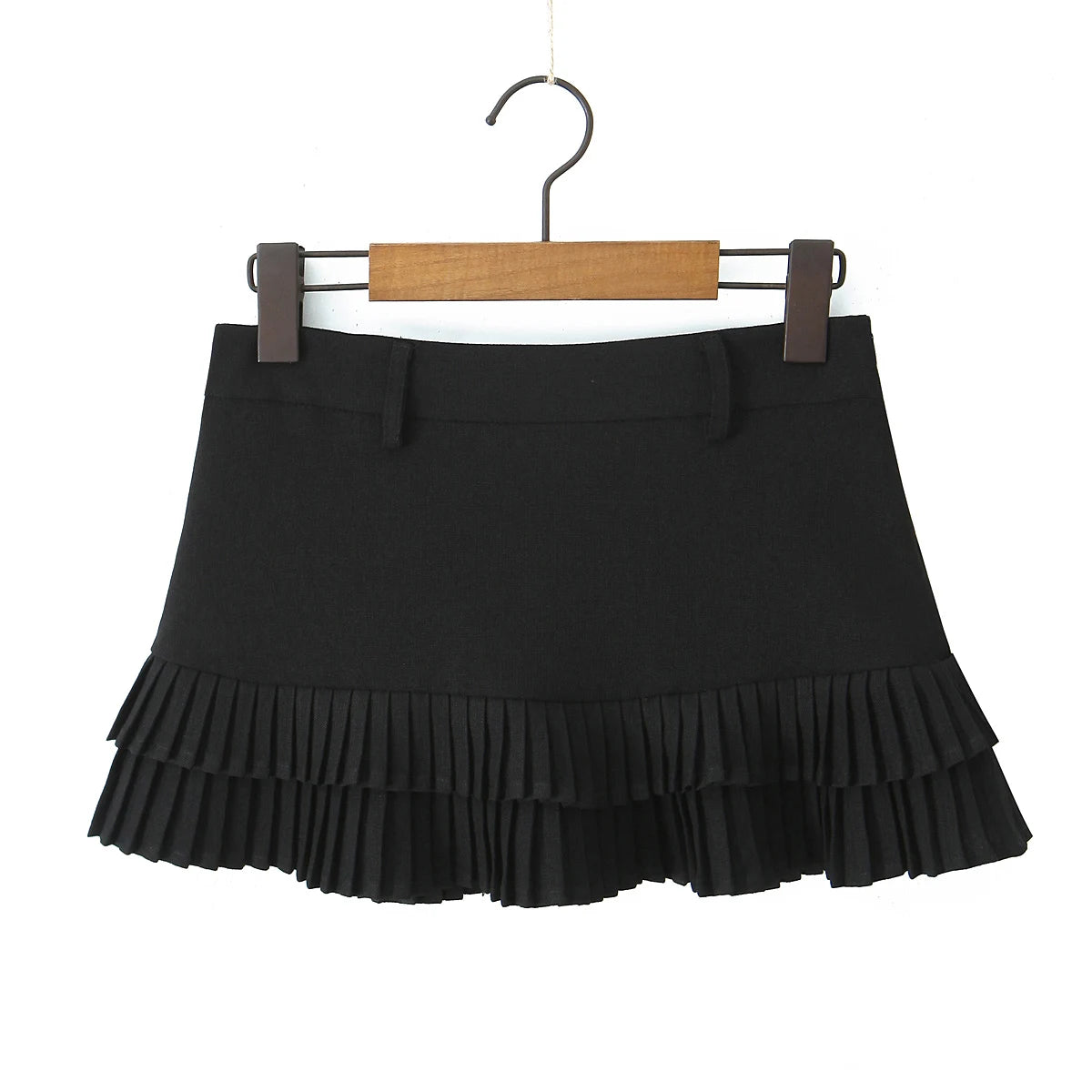Lunivop  3 colors American Retro Light Blue Package Hips Spliced Pleated Mini Skirt Sexy Low Waist Short Skater Skirts With Shorts Lining