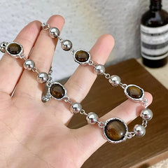 Lunivop Kpop Vintage Punk Silver Color Round Beads Pendant Choker Necklace For Women Men Aesthetics Grunge Jewelry Y2K Scene Accessories