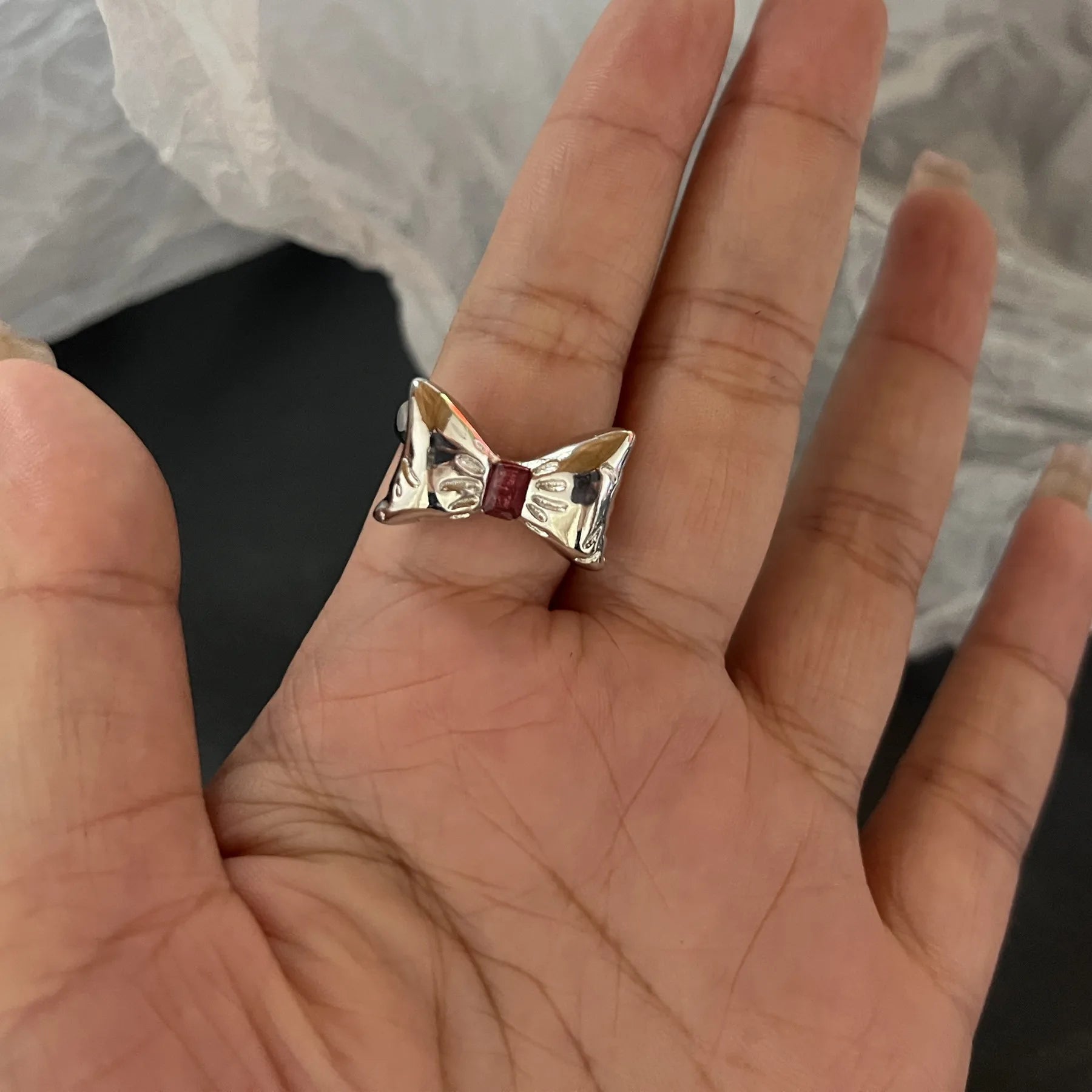 Lunivop Opal Irregular Natural Stone Rings Red White Opal Aesthetic Rings for Women Y2K Gothic Animal Tail Spider Ring Creative Jewelry