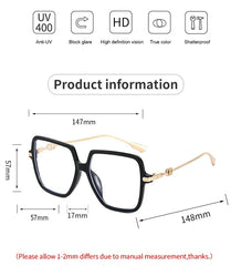 Lunivop  Fashion Oversized Square Eyewear Women Retro Chic Blue Light Bloking Glasses Trendy Brand Design Decor Optical Frames Computer