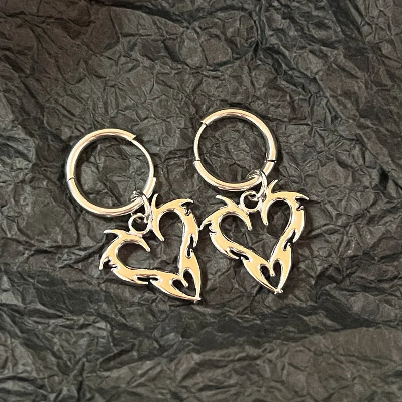 Lunivop Y2K Accessories Hoop Earrings Korean Fashion Thorn Heart Earrings for Women Punk Charm Jewelry Goth