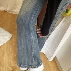 Lunivop  Retro Micro Flared Denim Pants Women Spring Fall New Arrival Short Height High Waist StretchyHorseshoe Shape Ins Fashion