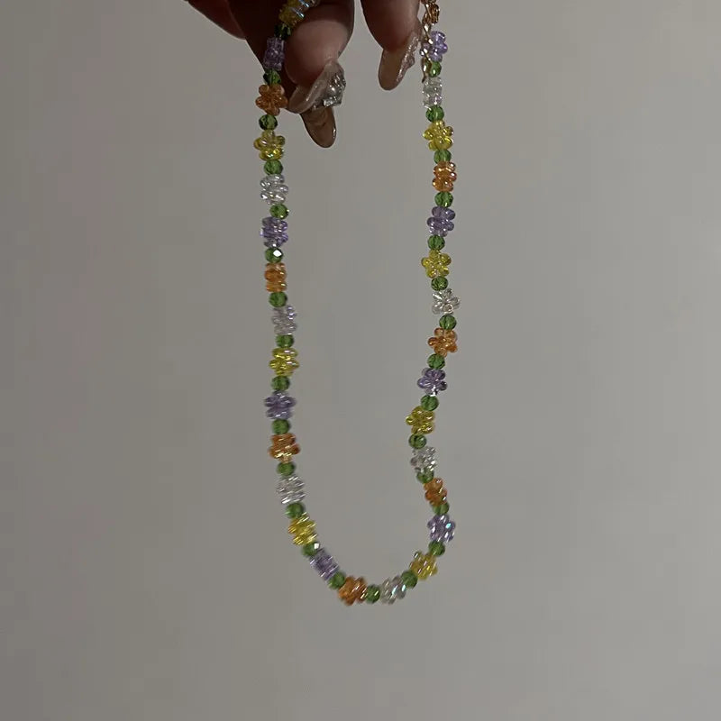 Lunivop Trendy Bohemia Colorful Beads Chain Choker Necklace for Women Men Girls Lovely Small Flower Accessories Necklaces Jewelry Gifts