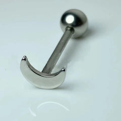 Lunivop Stainless Steel Moon Shaped Tongue Ring Barbell Tongue Piercing Cute Bar Ear Tragus Studs Labret Piercing Body Jewelry