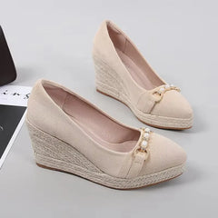 Lunivop  Women's Wedges Sandals  New Sandals Metal Beads Pumps New Style Espadrilles High Thick-heeled Platform Shoes
