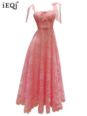 Lunivop  Solid 3D Lace Bow Design Women's Dresses For Women Strapless High Waist Sleveless Elegant Dress 2025 New Clothing